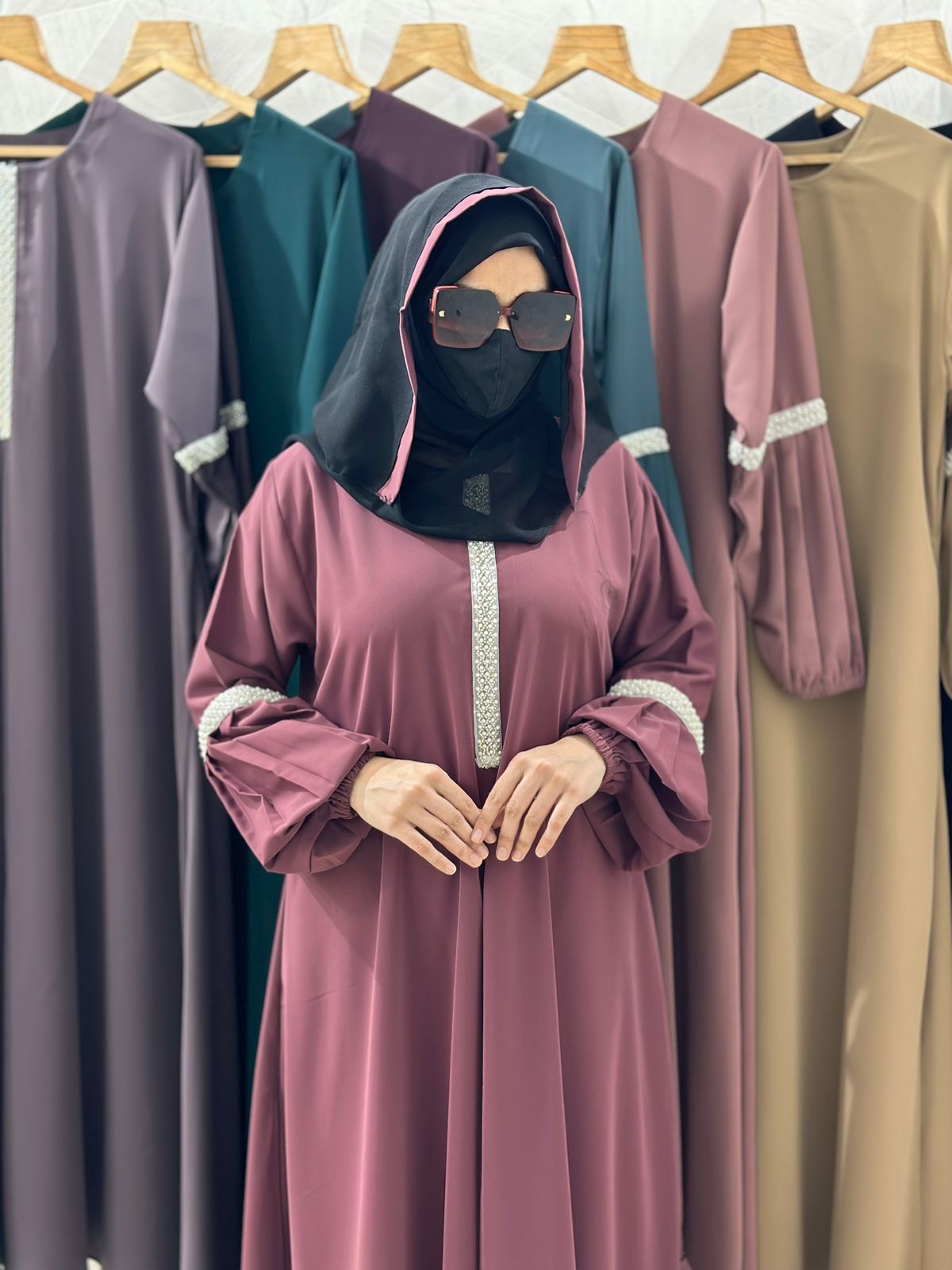 Shop now balloon plated Abaya only at f mall discount 